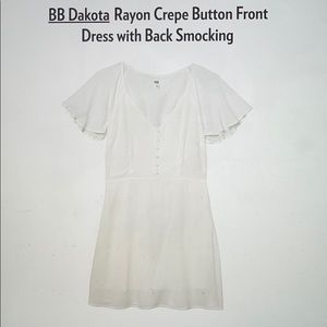 NWT BB Dakota white flutter sleeve dress